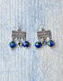 Blue Pottery Two Bead Earrings in Blue Colour